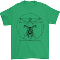 Vitruvian Biker Motorcycle Motorbike Mens T-Shirt Cotton Gildan Irish Green