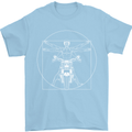 Vitruvian Biker Motorcycle Motorbike Mens T-Shirt Cotton Gildan Light Blue