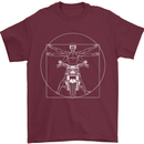 Vitruvian Biker Motorcycle Motorbike Mens T-Shirt Cotton Gildan Maroon