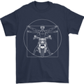 Vitruvian Biker Motorcycle Motorbike Mens T-Shirt Cotton Gildan Navy Blue