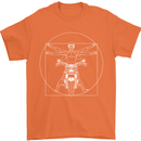 Vitruvian Biker Motorcycle Motorbike Mens T-Shirt Cotton Gildan Orange
