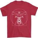 Vitruvian Biker Motorcycle Motorbike Mens T-Shirt Cotton Gildan Red