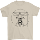 Vitruvian Biker Motorcycle Motorbike Mens T-Shirt Cotton Gildan Sand