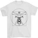 Vitruvian Biker Motorcycle Motorbike Mens T-Shirt Cotton Gildan White