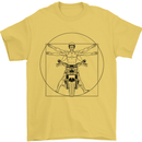 Vitruvian Biker Motorcycle Motorbike Mens T-Shirt Cotton Gildan Yellow