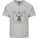 Vitruvian Biker Motorcycle Motorbike Mens V-Neck Cotton T-Shirt Sports Grey
