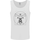 Vitruvian Biker Motorcycle Motorbike Mens Vest Tank Top White