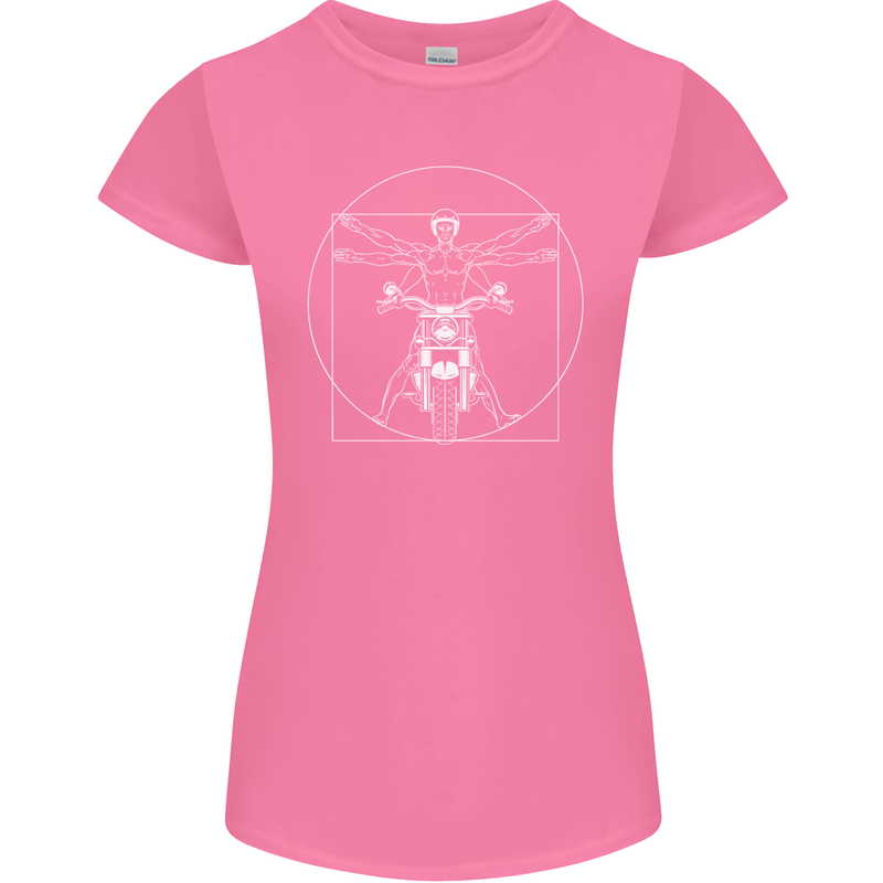 Vitruvian Biker Motorcycle Motorbike Womens Petite Cut T-Shirt Azalea