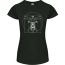 Vitruvian Biker Motorcycle Motorbike Womens Petite Cut T-Shirt Black