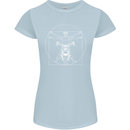 Vitruvian Biker Motorcycle Motorbike Womens Petite Cut T-Shirt Light Blue