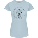 Vitruvian Biker Motorcycle Motorbike Womens Petite Cut T-Shirt Light Blue
