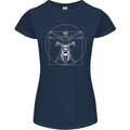 Vitruvian Biker Motorcycle Motorbike Womens Petite Cut T-Shirt Navy Blue