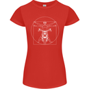Vitruvian Biker Motorcycle Motorbike Womens Petite Cut T-Shirt Red