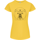 Vitruvian Biker Motorcycle Motorbike Womens Petite Cut T-Shirt Yellow