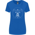Vitruvian Biker Motorcycle Motorbike Womens Wider Cut T-Shirt Royal Blue