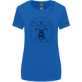 Vitruvian Biker Motorcycle Motorbike Womens Wider Cut T-Shirt Royal Blue