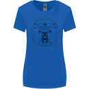 Vitruvian Biker Motorcycle Motorbike Womens Wider Cut T-Shirt Royal Blue