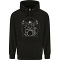Vitruvian Drummer Funny Drumming Childrens Kids Hoodie Black