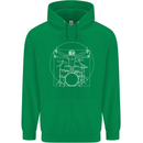 Vitruvian Drummer Funny Drumming Childrens Kids Hoodie Irish Green