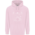 Vitruvian Drummer Funny Drumming Childrens Kids Hoodie Light Pink