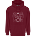 Vitruvian Drummer Funny Drumming Childrens Kids Hoodie Maroon