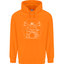 Vitruvian Drummer Funny Drumming Childrens Kids Hoodie Orange