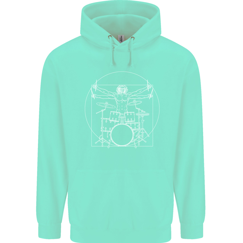 Vitruvian Drummer Funny Drumming Childrens Kids Hoodie Peppermint