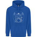 Vitruvian Drummer Funny Drumming Childrens Kids Hoodie Royal Blue