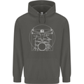 Vitruvian Drummer Funny Drumming Childrens Kids Hoodie Storm Grey