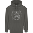 Vitruvian Drummer Funny Drumming Childrens Kids Hoodie Storm Grey