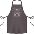 Vitruvian Drummer Funny Drumming Cotton Apron 100% Organic Dark Grey