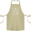 Vitruvian Drummer Funny Drumming Cotton Apron 100% Organic Khaki