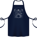 Vitruvian Drummer Funny Drumming Cotton Apron 100% Organic Navy Blue