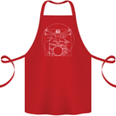 Vitruvian Drummer Funny Drumming Cotton Apron 100% Organic Red