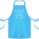 Vitruvian Drummer Funny Drumming Cotton Apron 100% Organic Turquoise