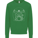 Vitruvian Drummer Funny Drumming Kids Sweatshirt Jumper Irish Green
