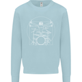 Vitruvian Drummer Funny Drumming Kids Sweatshirt Jumper Light Blue