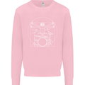 Vitruvian Drummer Funny Drumming Kids Sweatshirt Jumper Light Pink