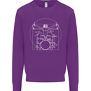Vitruvian Drummer Funny Drumming Kids Sweatshirt Jumper Purple