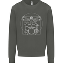 Vitruvian Drummer Funny Drumming Kids Sweatshirt Jumper Storm Grey