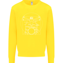 Vitruvian Drummer Funny Drumming Kids Sweatshirt Jumper Yellow