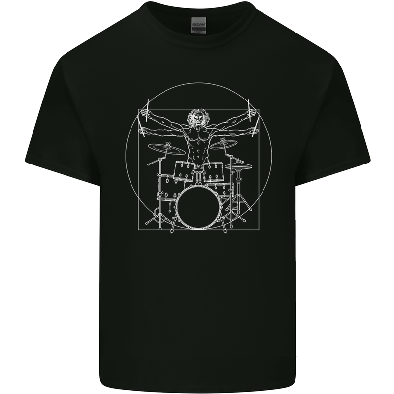 Vitruvian Drummer Funny Drumming Kids T-Shirt Childrens Black