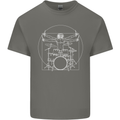Vitruvian Drummer Funny Drumming Kids T-Shirt Childrens Charcoal