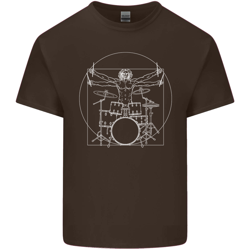 Vitruvian Drummer Funny Drumming Kids T-Shirt Childrens Chocolate
