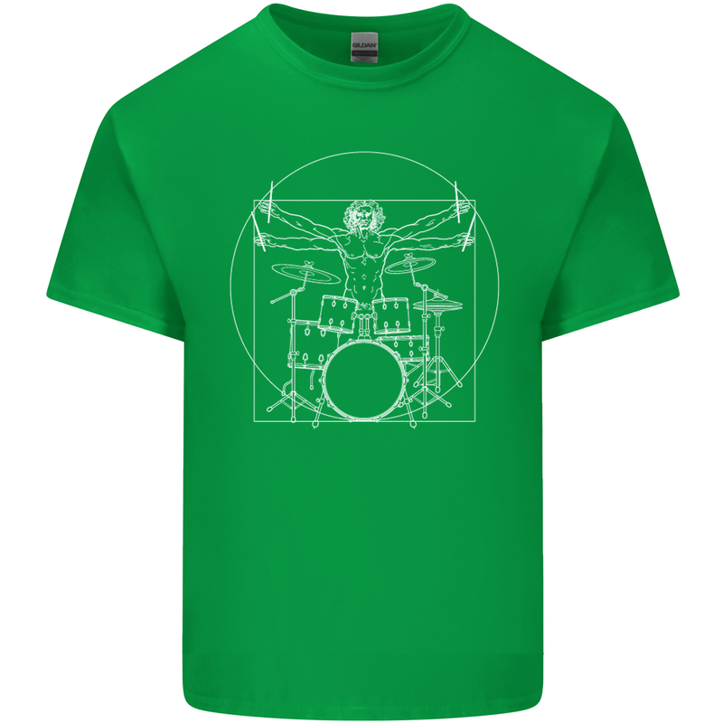 Vitruvian Drummer Funny Drumming Kids T-Shirt Childrens Irish Green