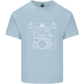 Vitruvian Drummer Funny Drumming Kids T-Shirt Childrens Light Blue