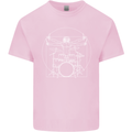 Vitruvian Drummer Funny Drumming Kids T-Shirt Childrens Light Pink