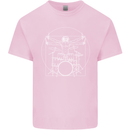 Vitruvian Drummer Funny Drumming Kids T-Shirt Childrens Light Pink