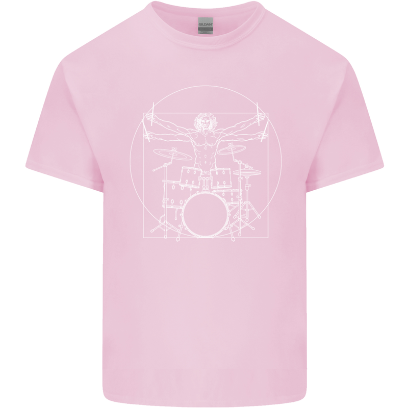 Vitruvian Drummer Funny Drumming Kids T-Shirt Childrens Light Pink