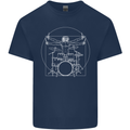 Vitruvian Drummer Funny Drumming Kids T-Shirt Childrens Navy Blue